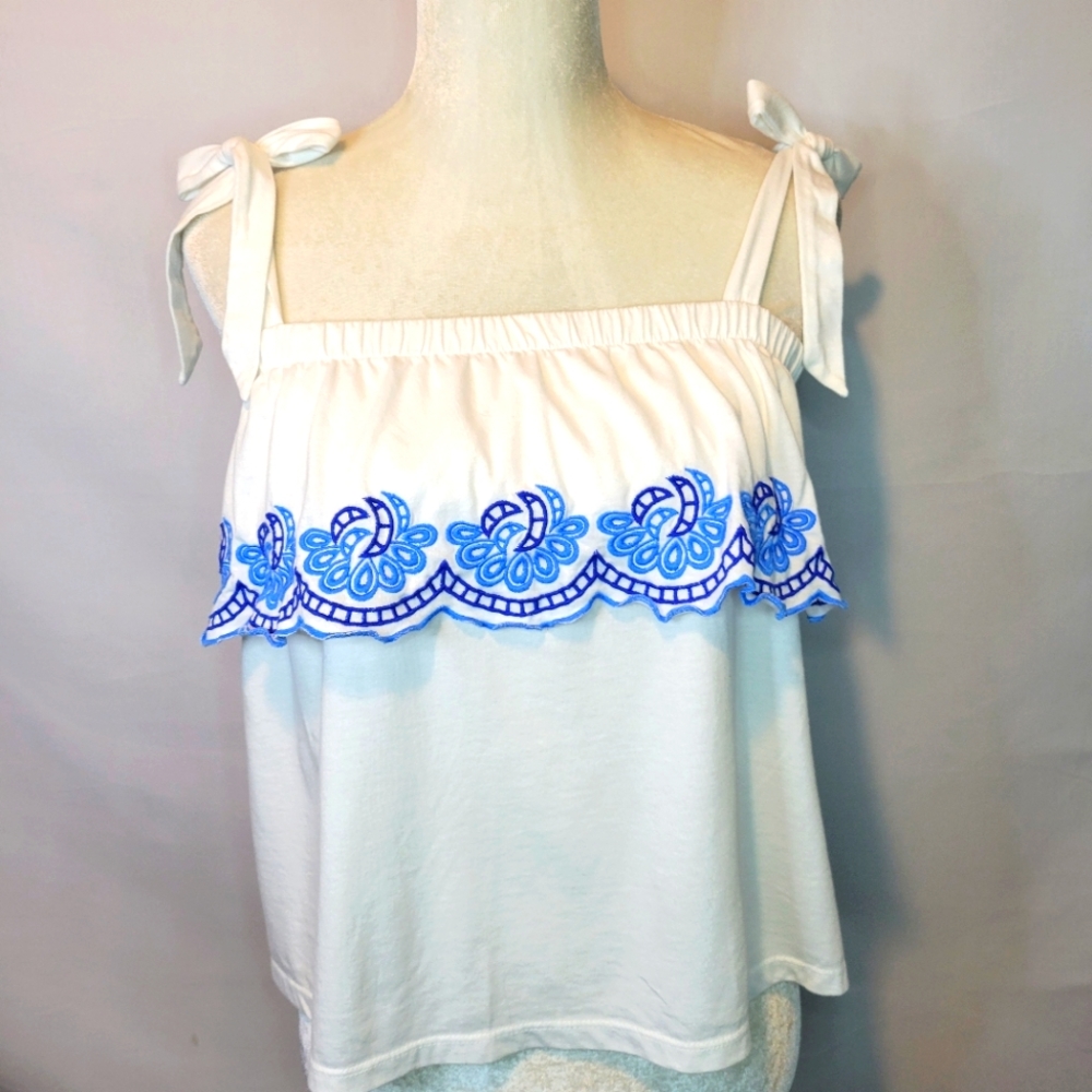 Lilly Pulitzer Benita Scalloped Tank Top Size Small Tie Adjustable Straps